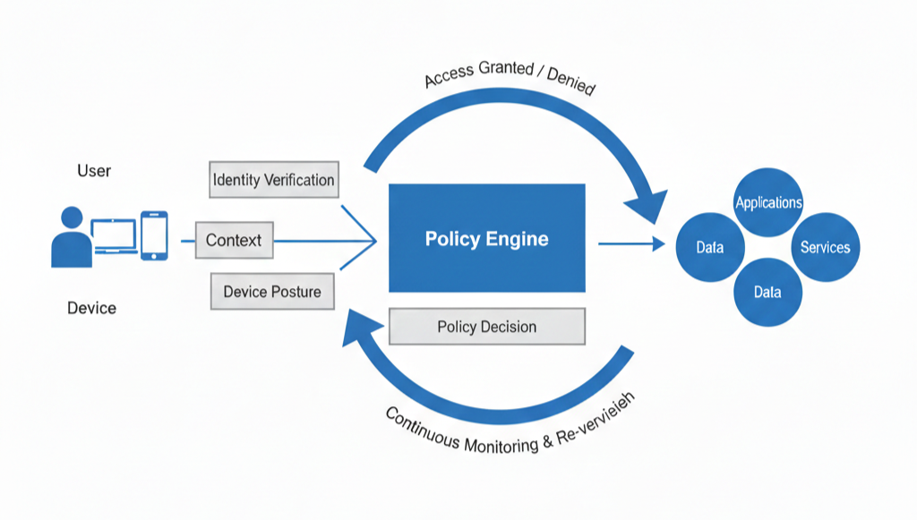 Zero Trust Security Model conceptual diagram